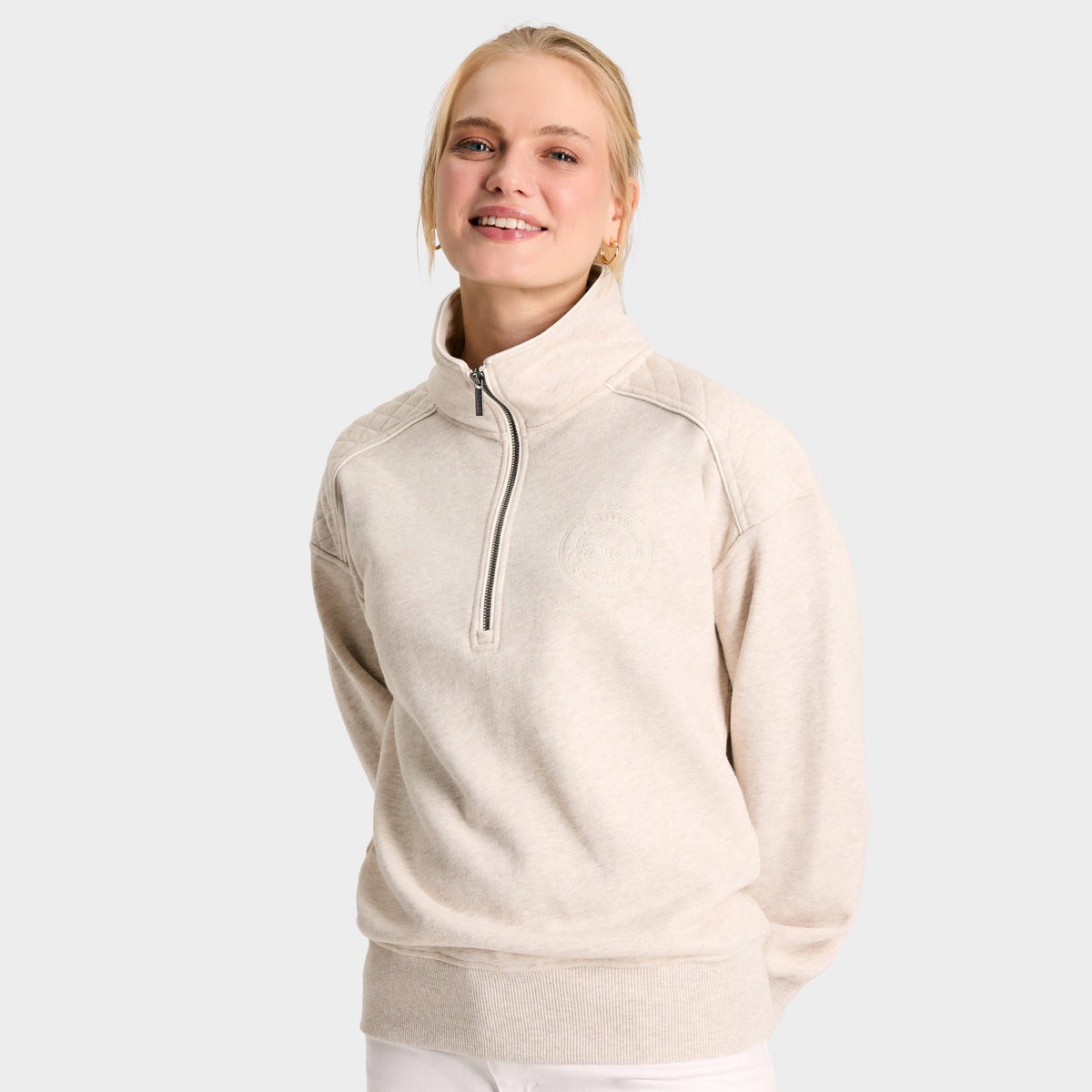 Womens Racquet Quarter Zip Sweatshirt Oat Marl