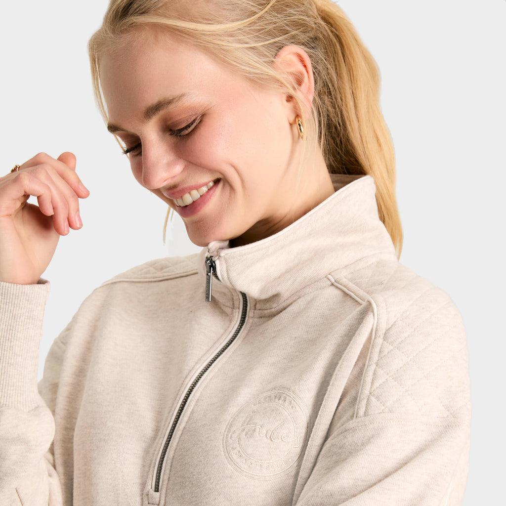 Womens Racquet Quarter Zip Sweatshirt Oat Marl