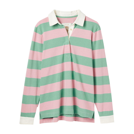 Womens Falmouth Striped Cotton Rugby Shirt Pink & Green