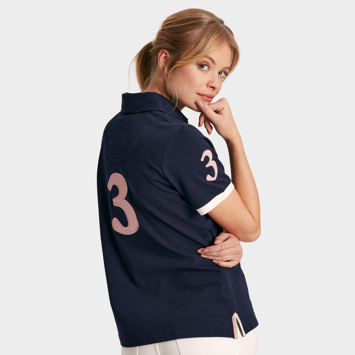 Womens Beaufort Short Sleeve Cotton Polo Shirt Navy