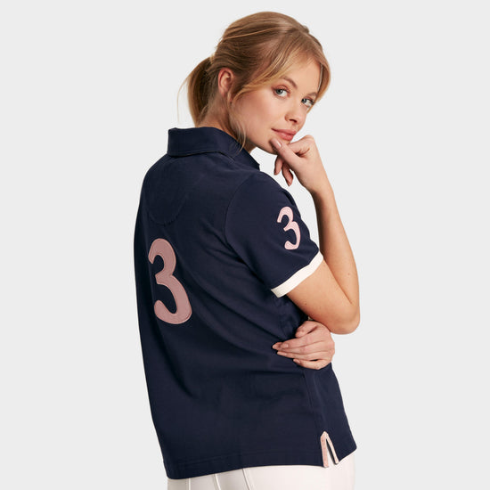 Womens Beaufort Short Sleeve Cotton Polo Shirt Navy