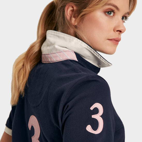 Womens Beaufort Short Sleeve Cotton Polo Shirt Navy