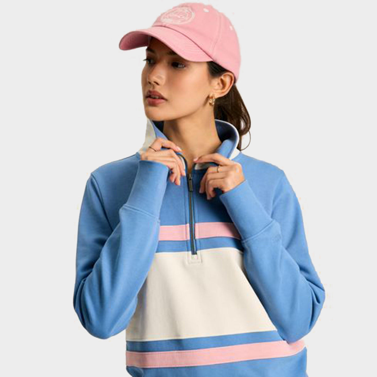 Womens Tadley Quarter Zip Sweatshirt Blue & White