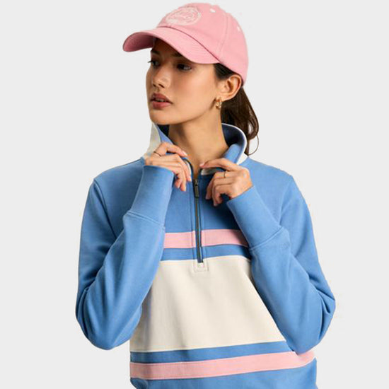 Womens Tadley Quarter Zip Sweatshirt Blue & White