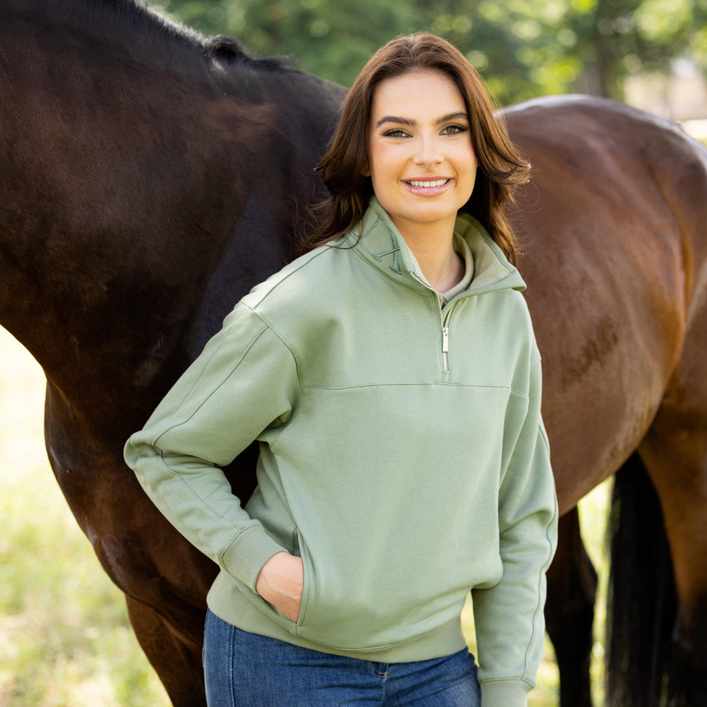 Womens Kali Quarter Zip Sweater Thyme