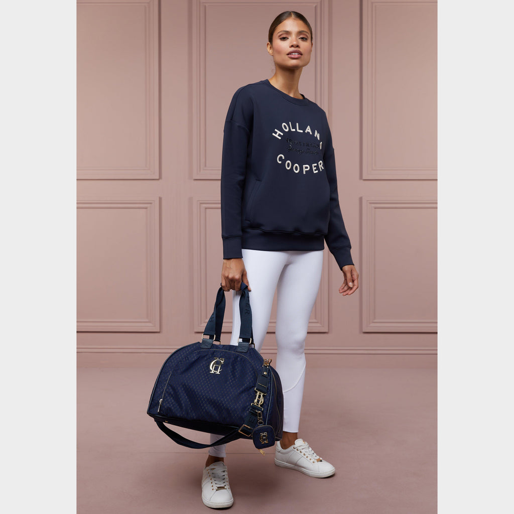 Womens Crystal Crew Neck Sweater Ink Navy