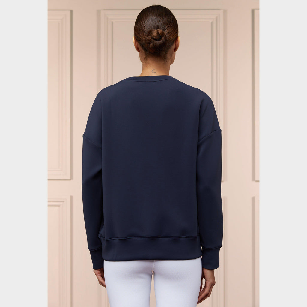 Womens Crystal Crew Neck Sweater Ink Navy