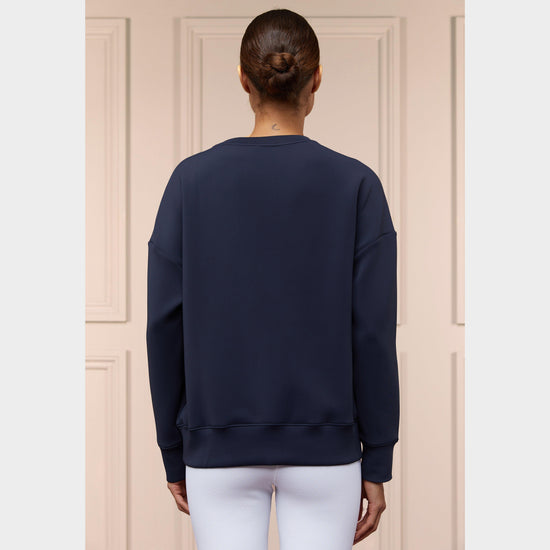 Womens Crystal Crew Neck Sweater Ink Navy