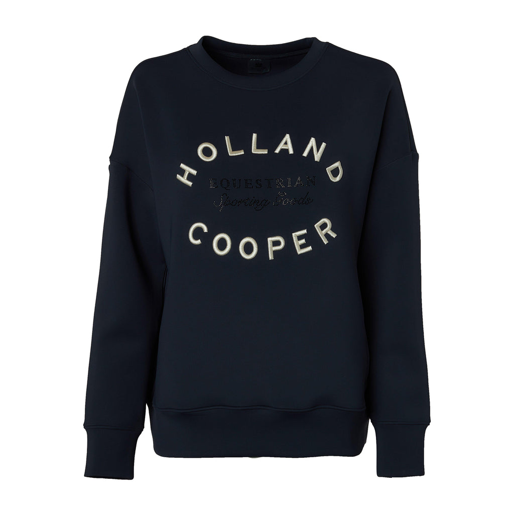 Womens Crystal Crew Neck Sweater Ink Navy