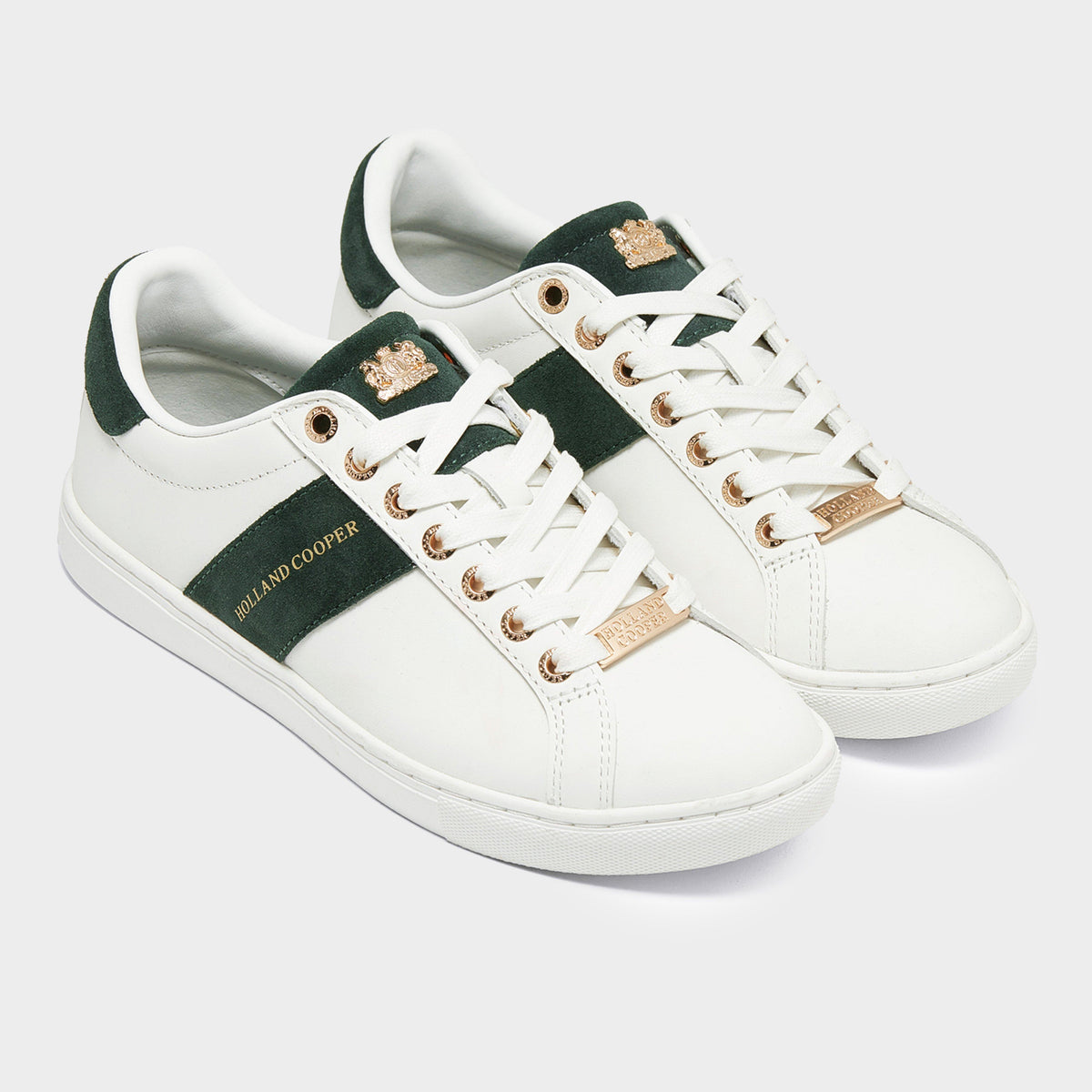 Womens Knightsbridge Court Trainers White/Racing Green