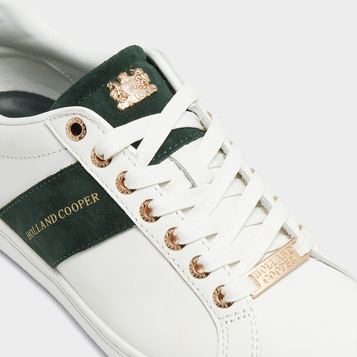 Womens Knightsbridge Court Trainers White/Racing Green