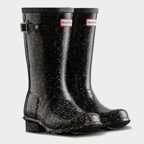 Kids Giant Glitter Wellington Boots Black