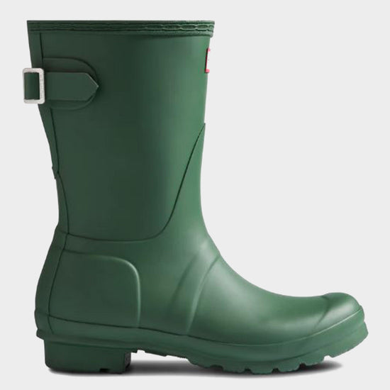 Womens Short Back Adjustable Wellington Boots Green