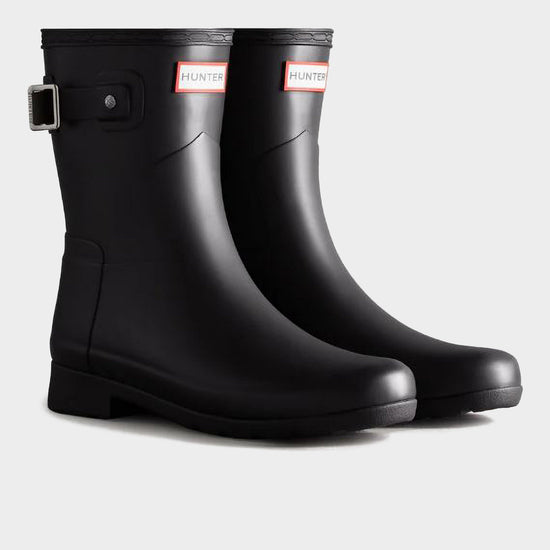 Womens Refined Slim Fit Short Black Wellington Boots Black