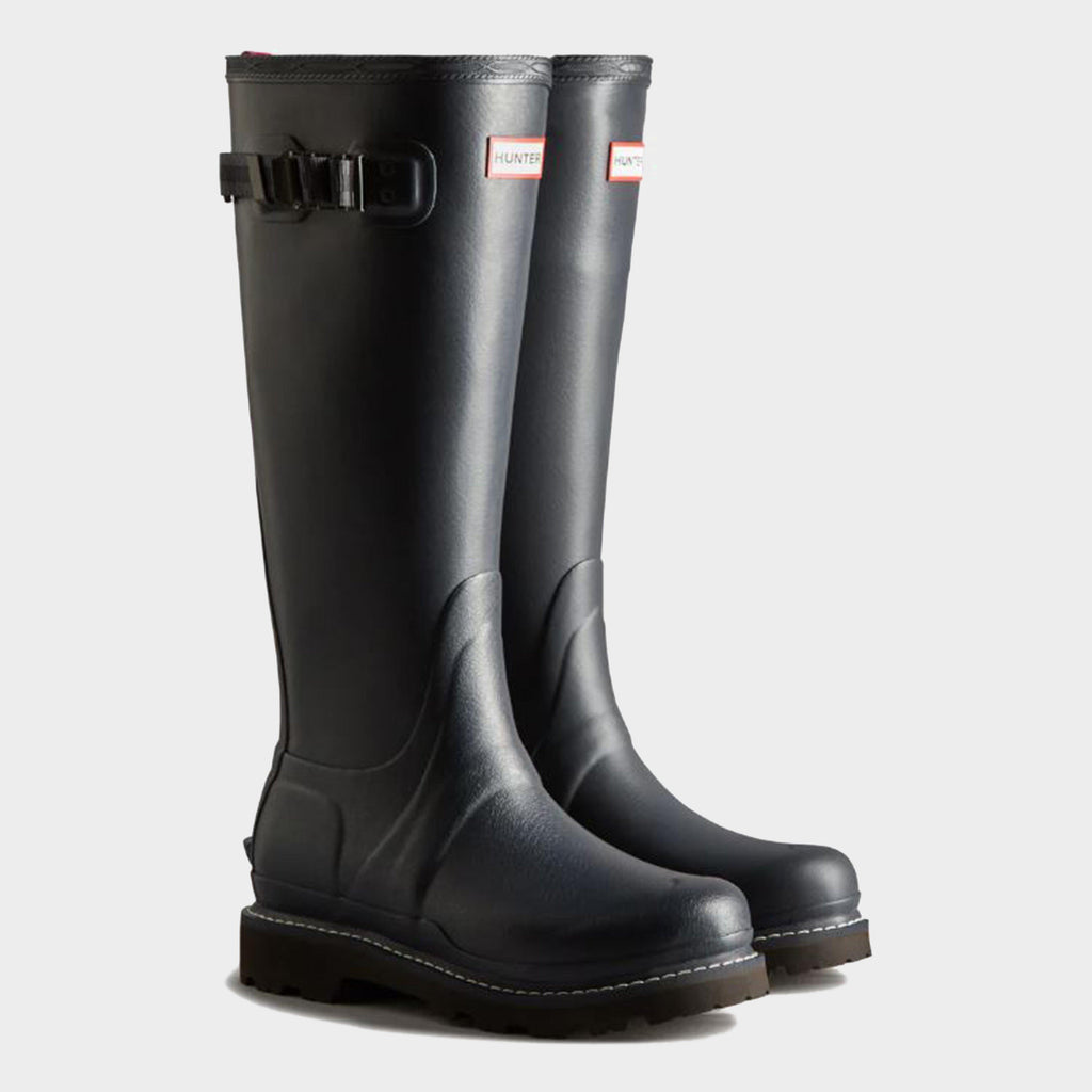 Womens Balmoral Commando Tall Wellington Boots Navy