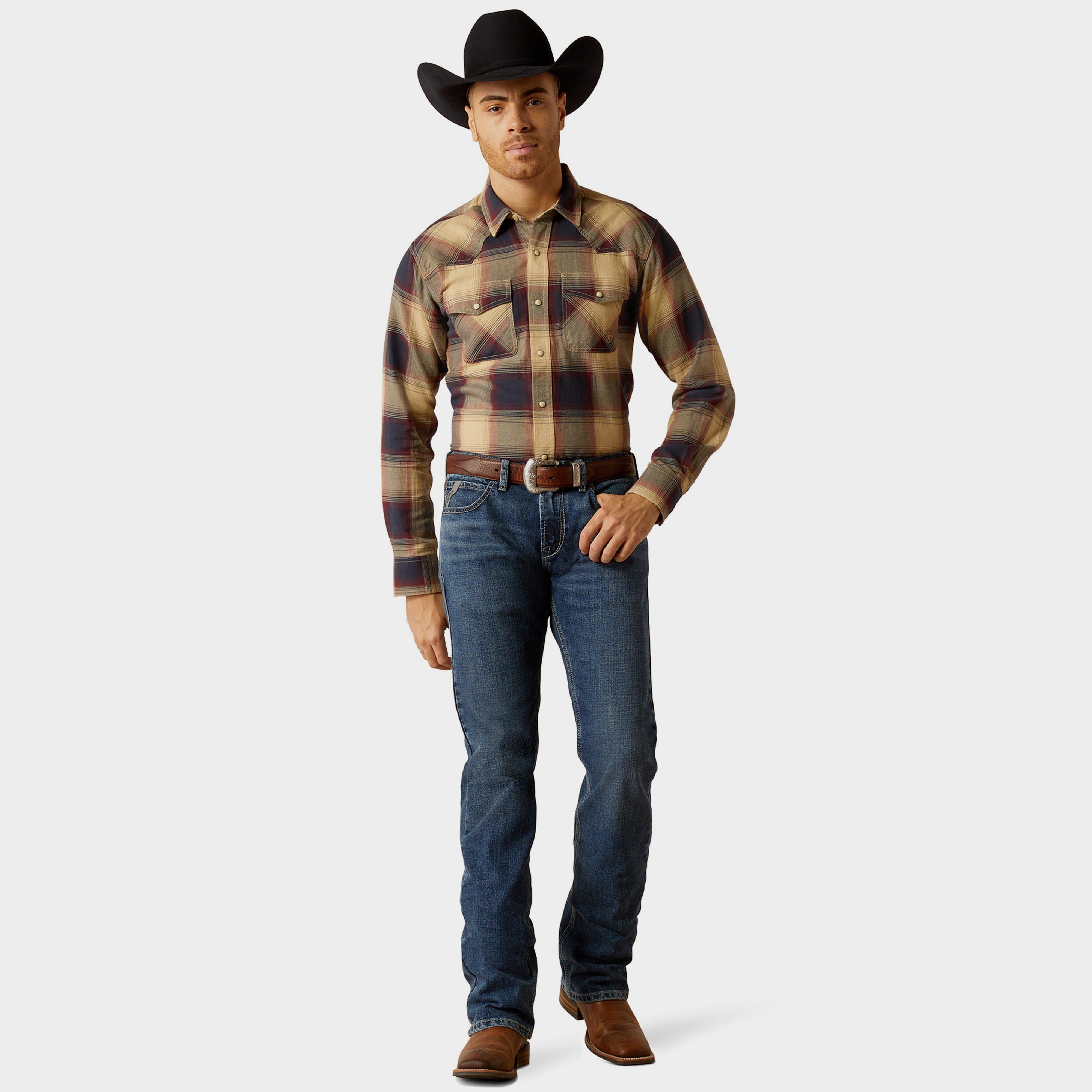 Mens Hale Retro Fit Western Shirt Pale Khaki