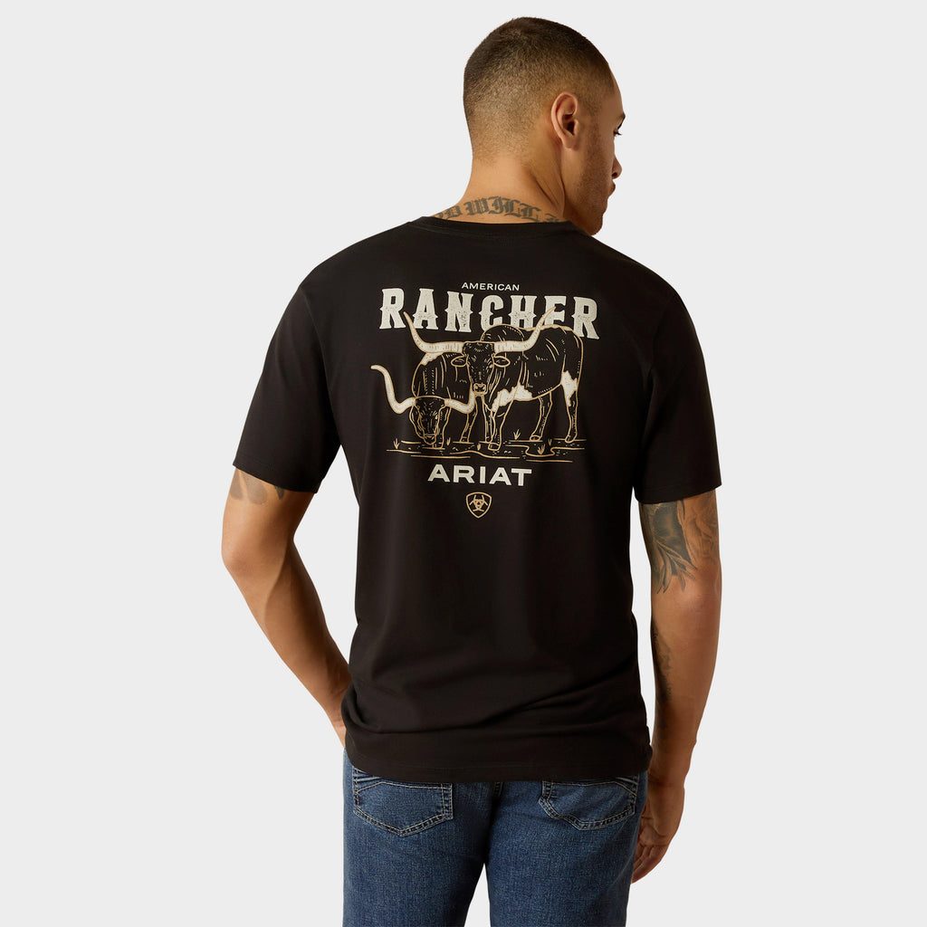 Mens American Rancher Graphic T-Shirt Black