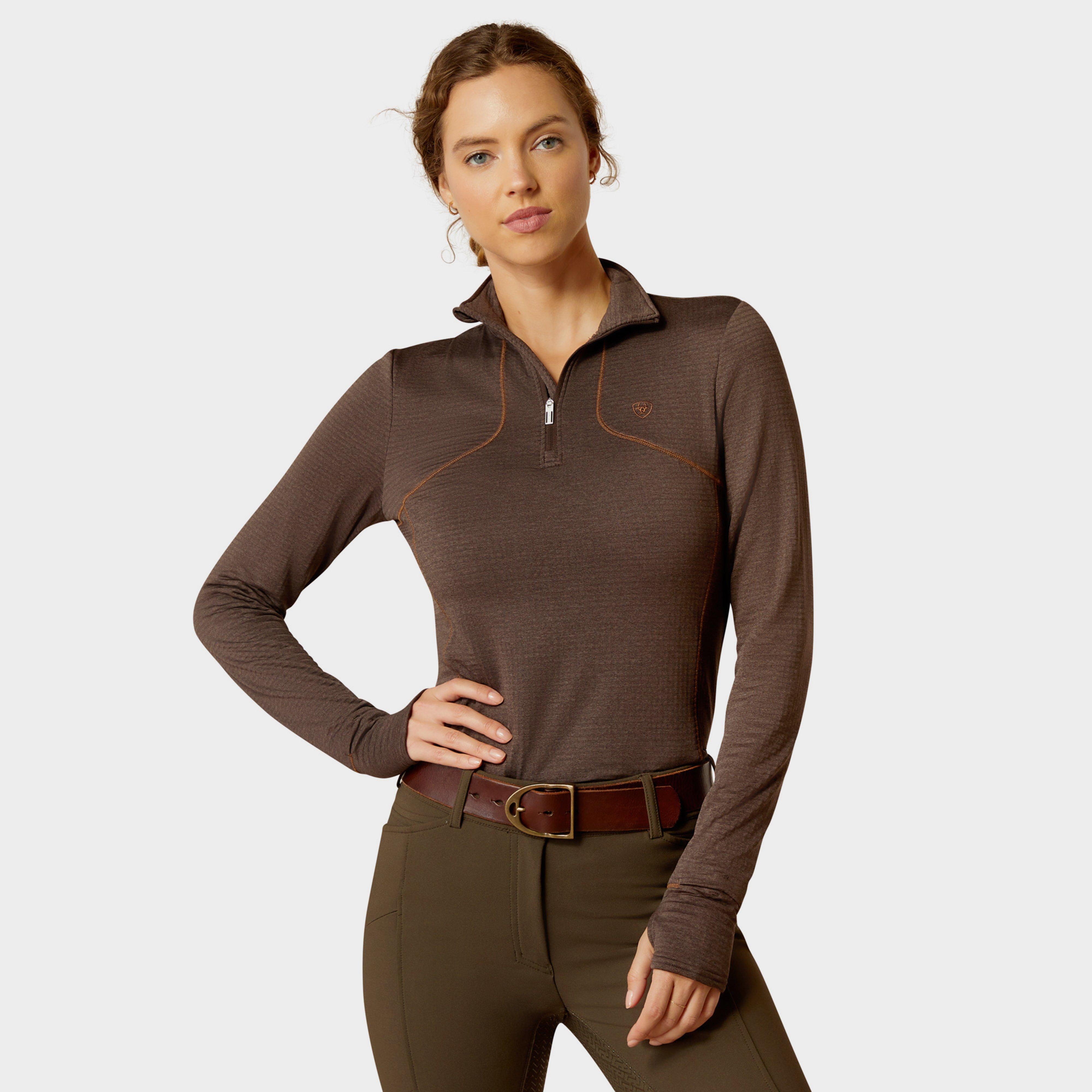 Womens Gridwork 1/4 Zip Base Layer Mole Heather