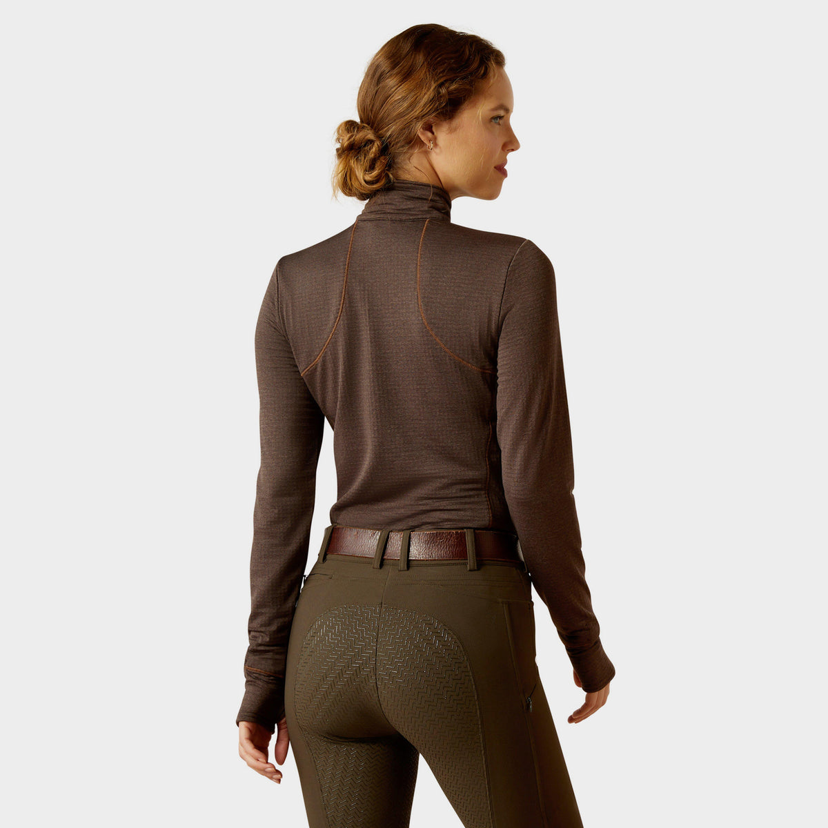 Womens Gridwork 1/4 Zip Base Layer Mole Heather