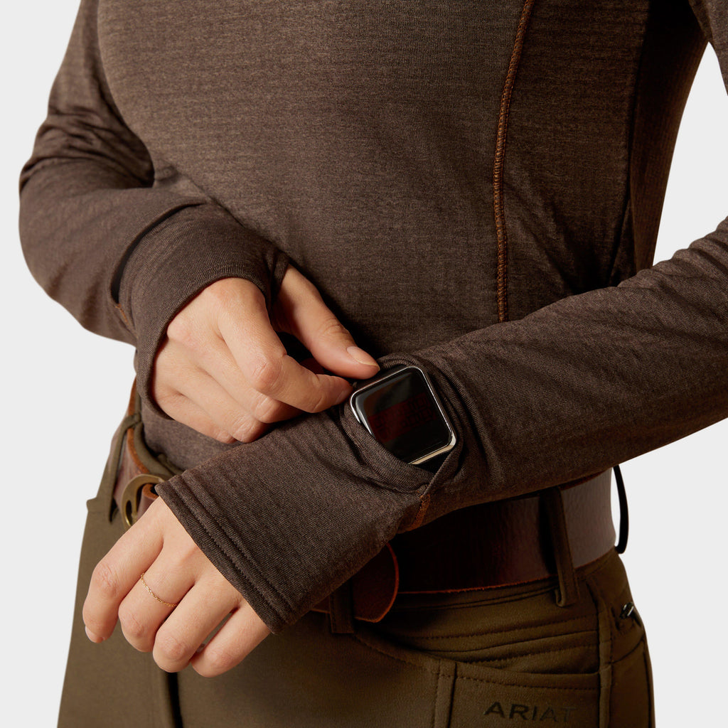 Womens Gridwork 1/4 Zip Base Layer Mole Heather