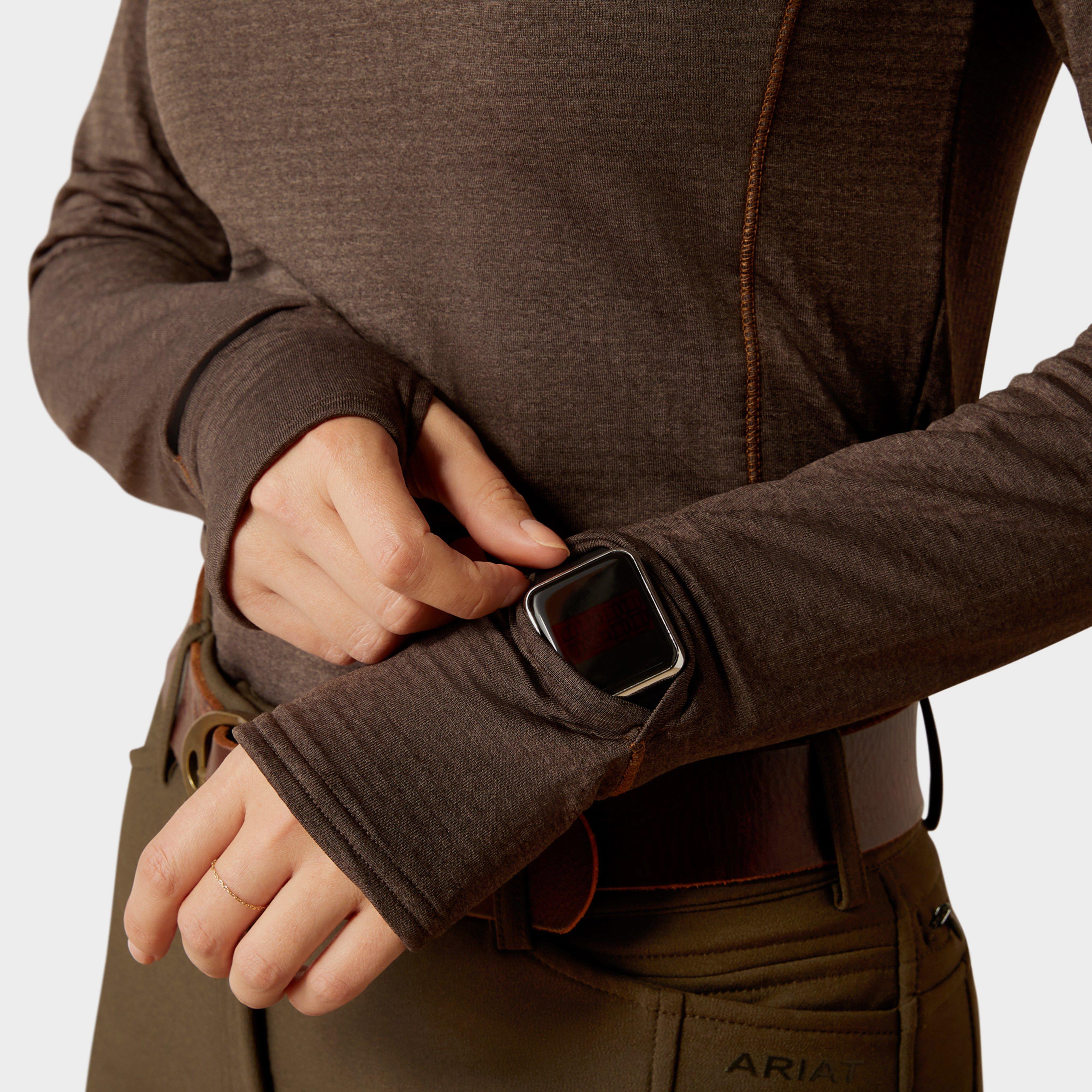 Womens Gridwork 1/4 Zip Base Layer Mole Heather