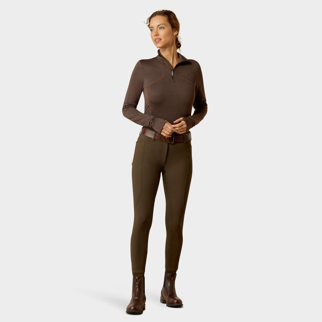 Womens Gridwork 1/4 Zip Base Layer Mole Heather