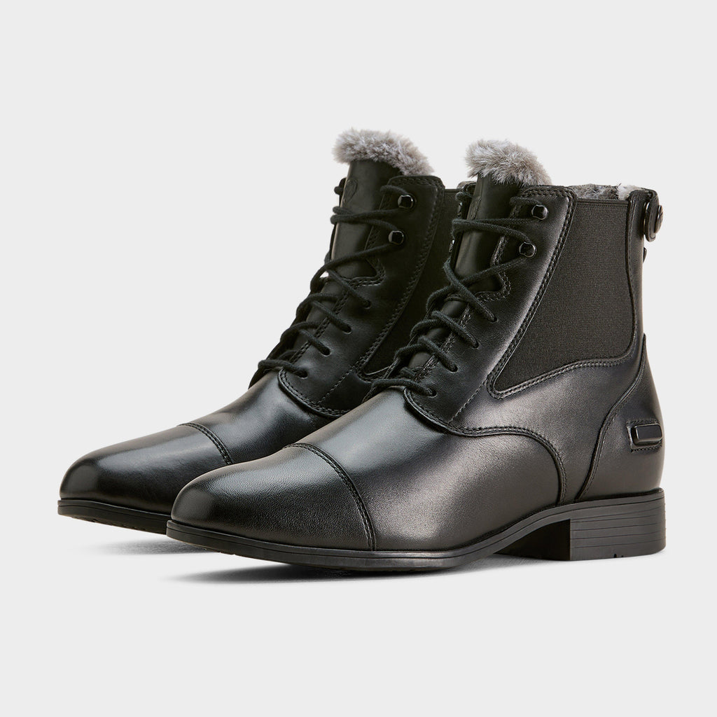 Womens Kendall Back Zip Sherpa Paddock Boots Black