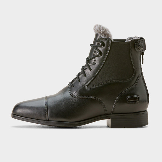Womens Kendall Back Zip Sherpa Paddock Boots Black