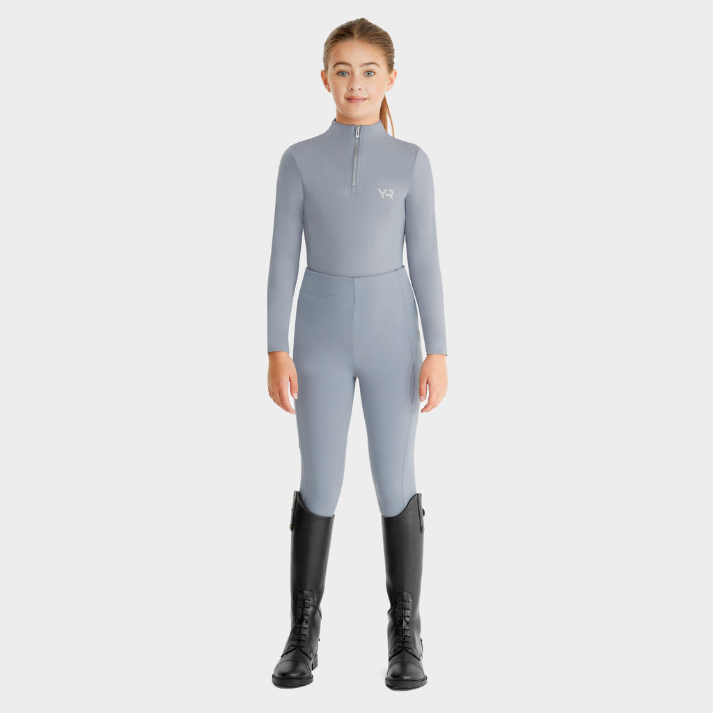 Young Rider Long Sleeve Base Layer Ash Blue