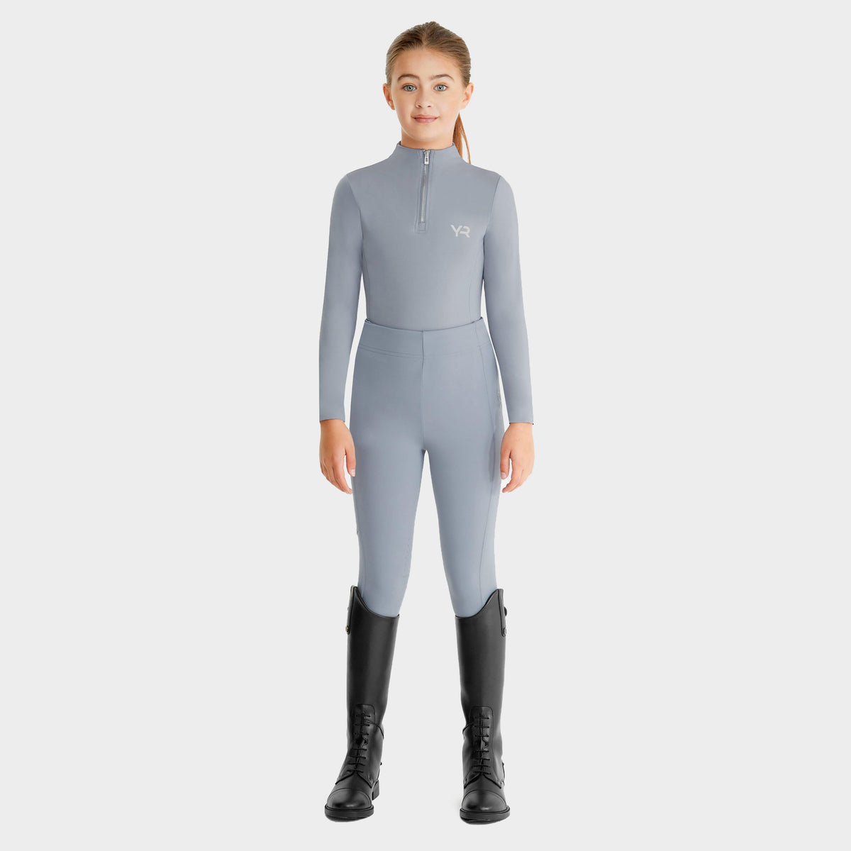 Young Rider Long Sleeve Base Layer Ash Blue