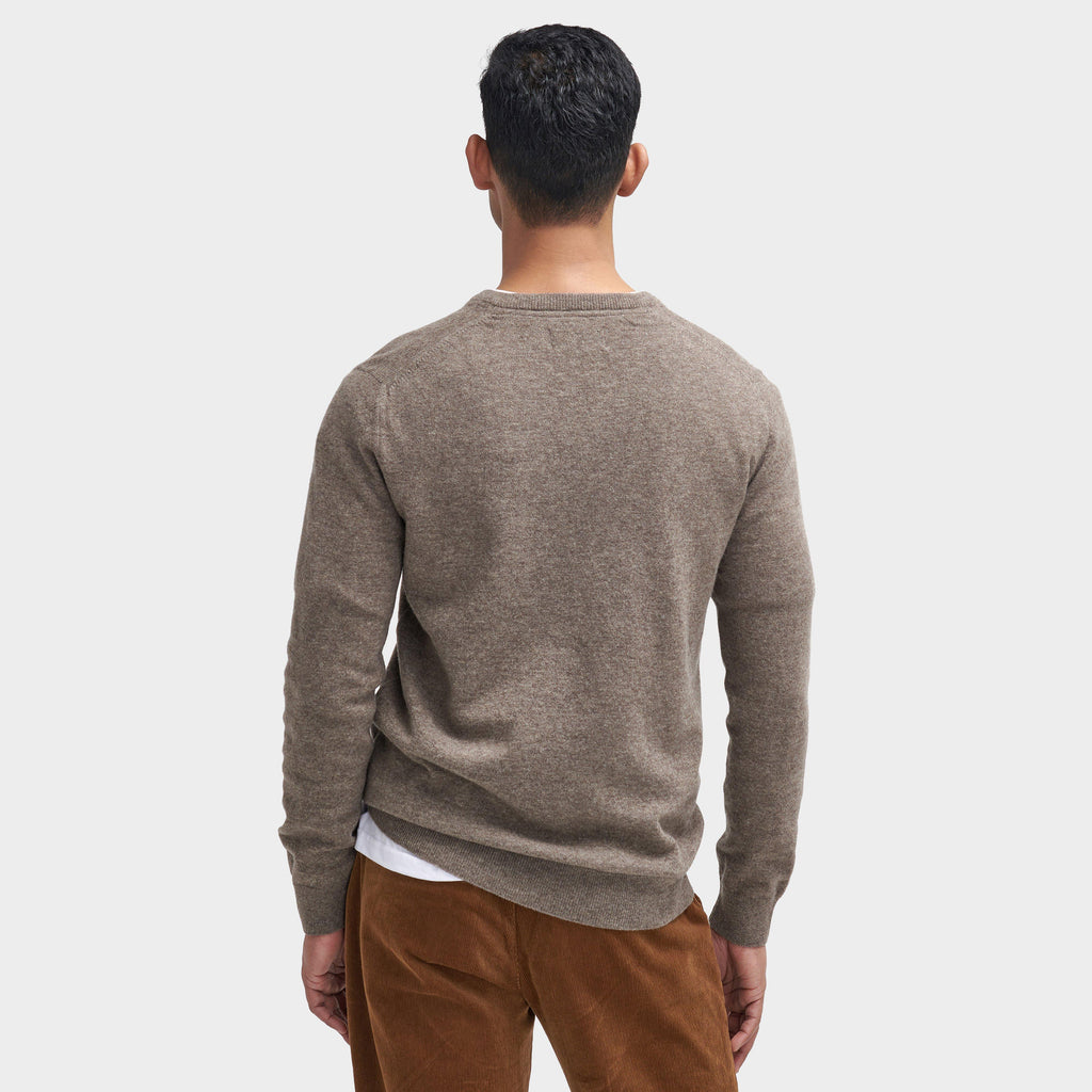 Mens Essential Lambswool V Neck Sweater Dark Stone