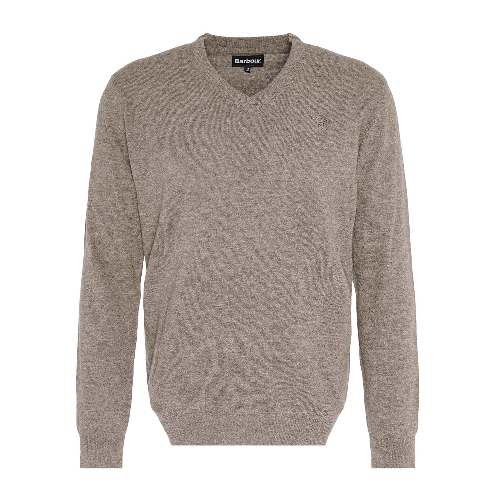 Mens Essential Lambswool V Neck Sweater Dark Stone