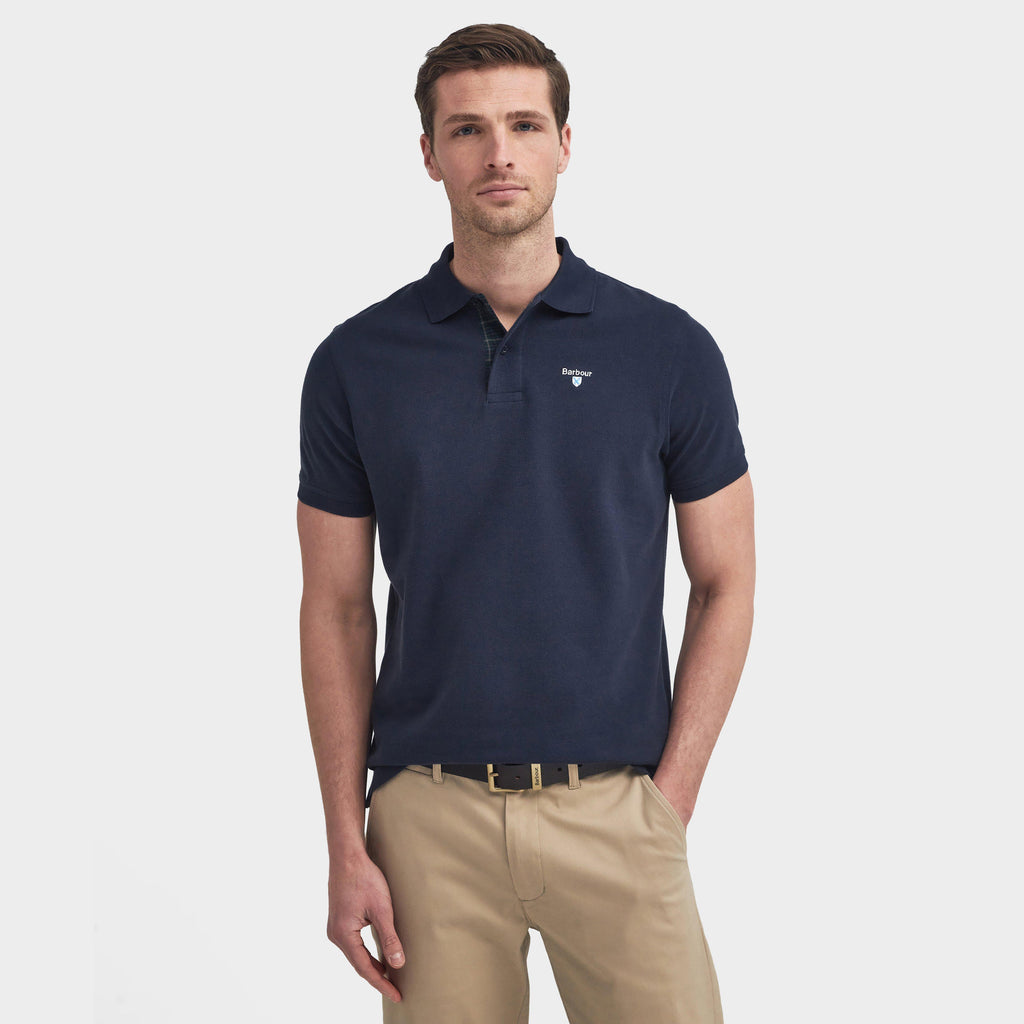 Mens Tartan Pique Polo Shirt Sapphire