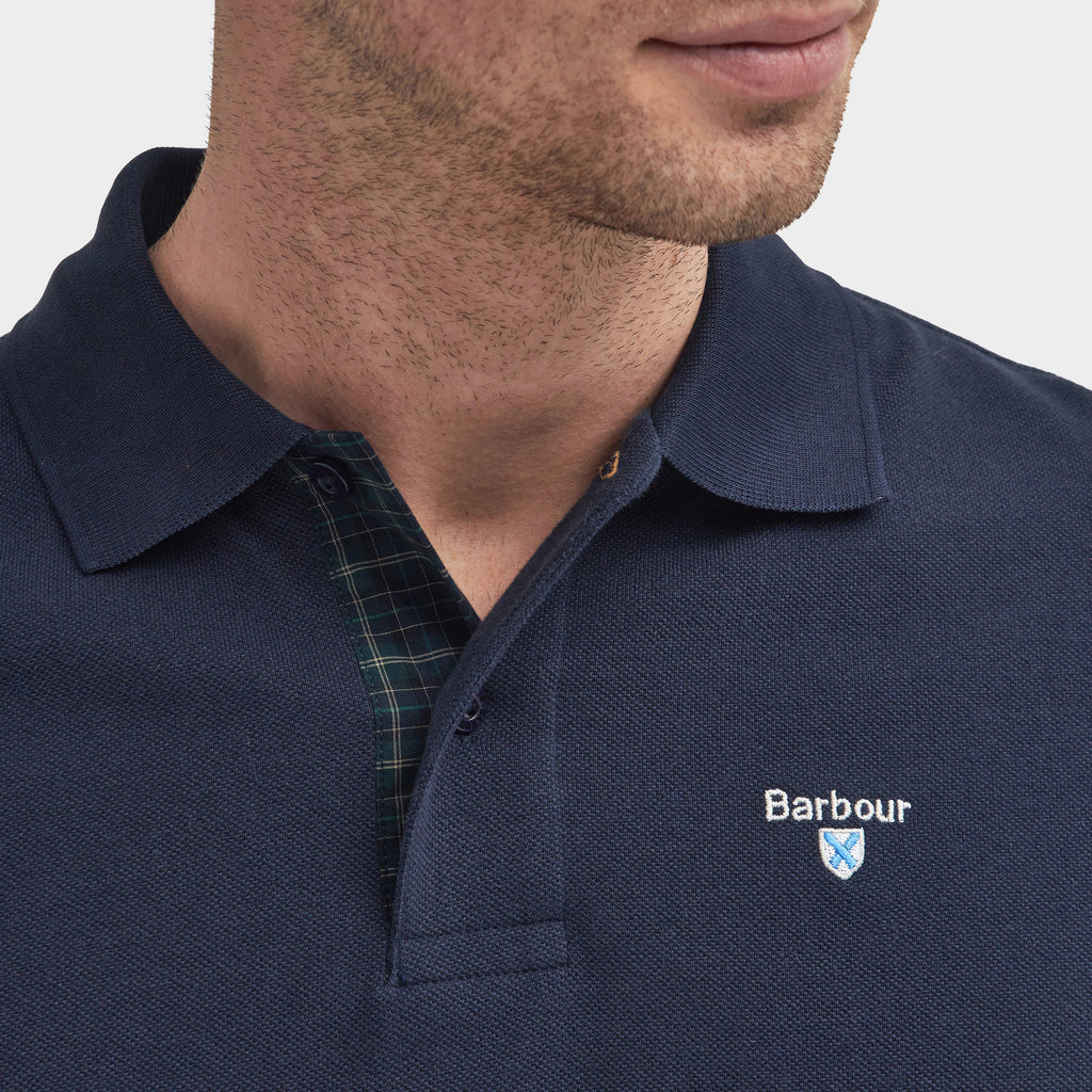 Mens Tartan Pique Polo Shirt Sapphire