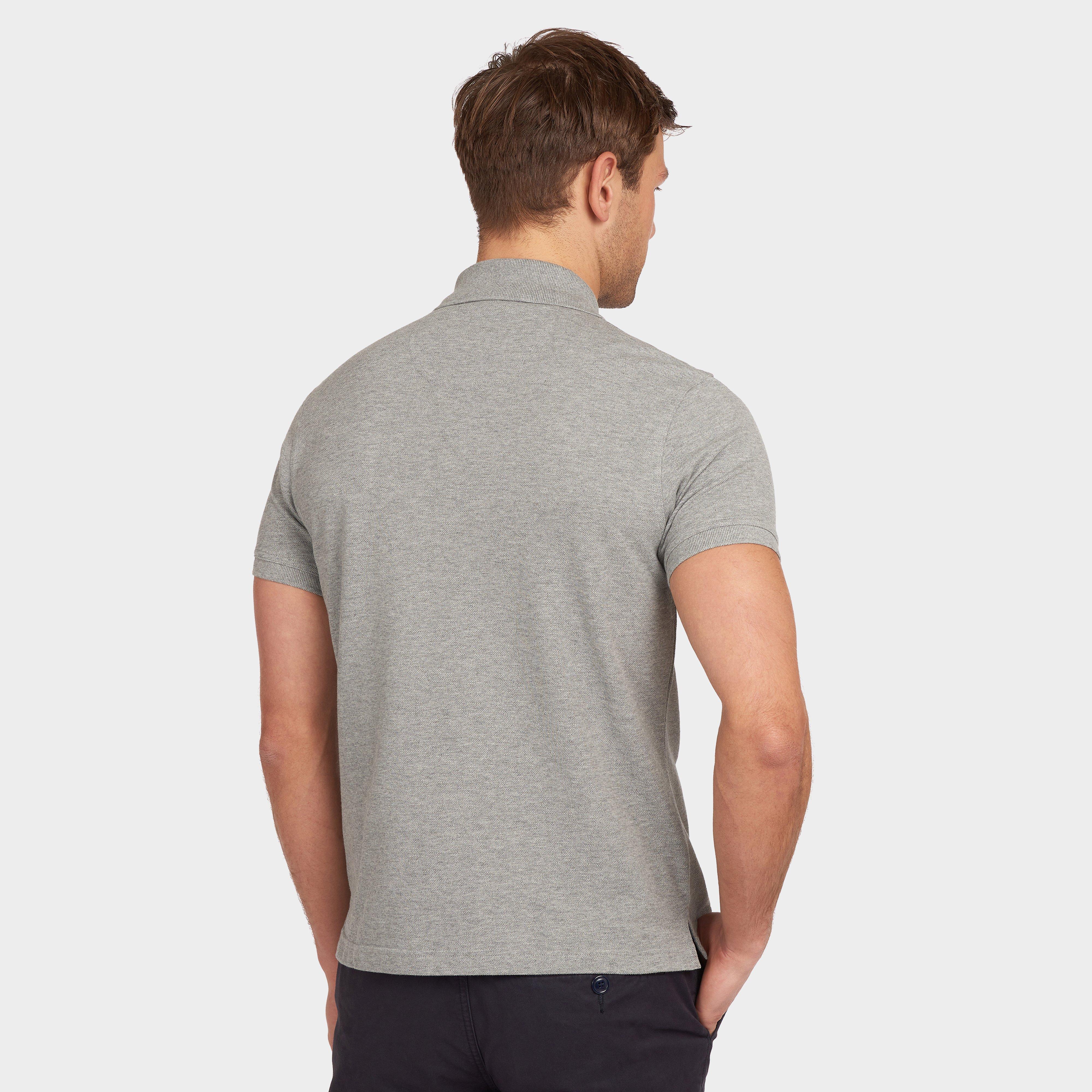 Mens Tartan Pique Polo Shirt Grey Mar