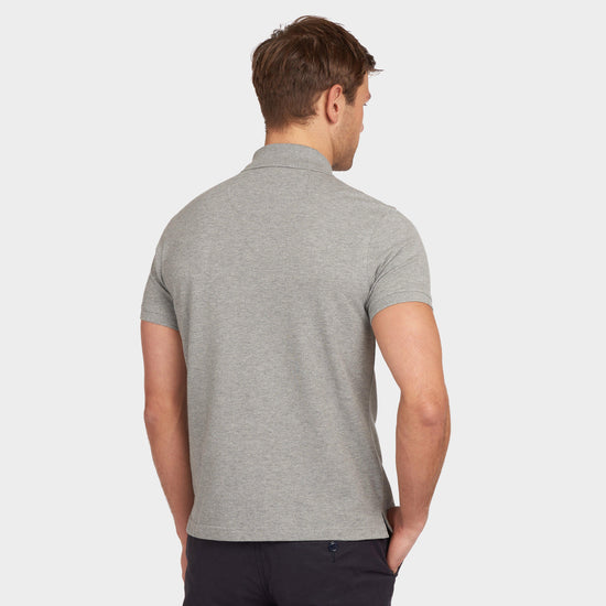 Mens Tartan Pique Polo Shirt Grey Mar
