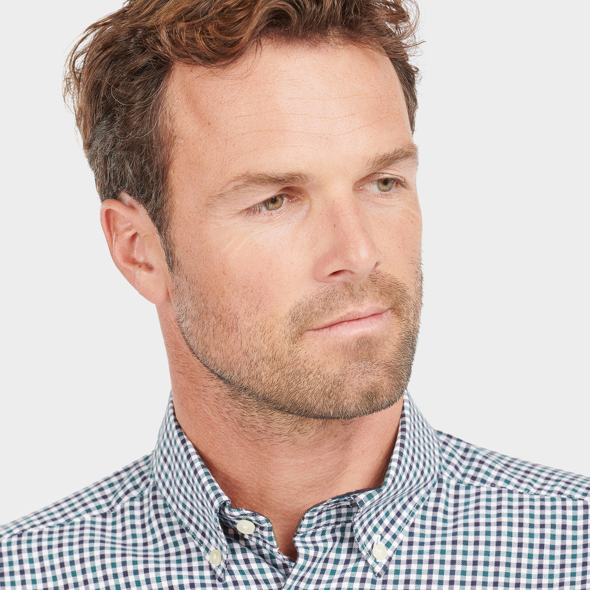 Mens Padshaw Tailored Gingham Shirt Green