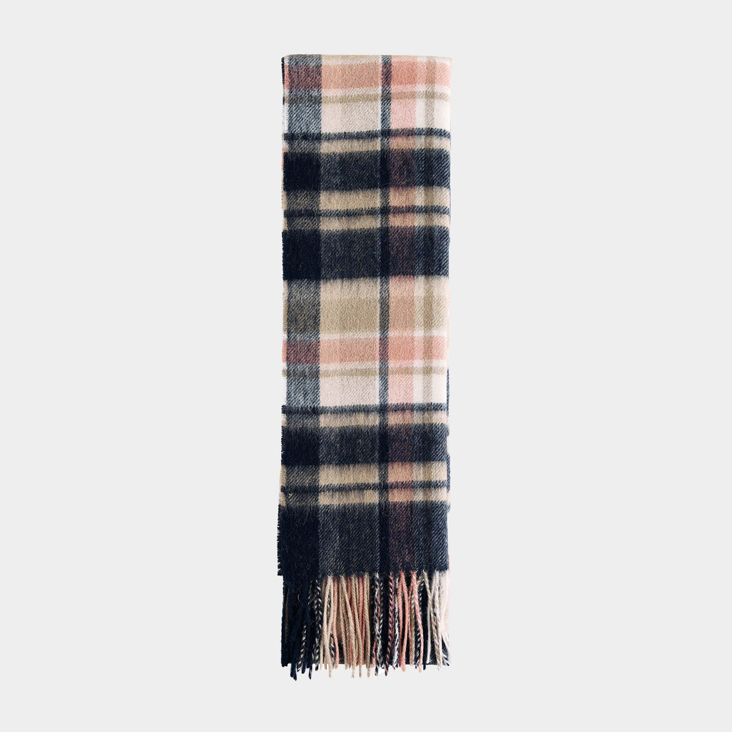 Womens Vintage Plaid Scarf Navy/Pink Rust