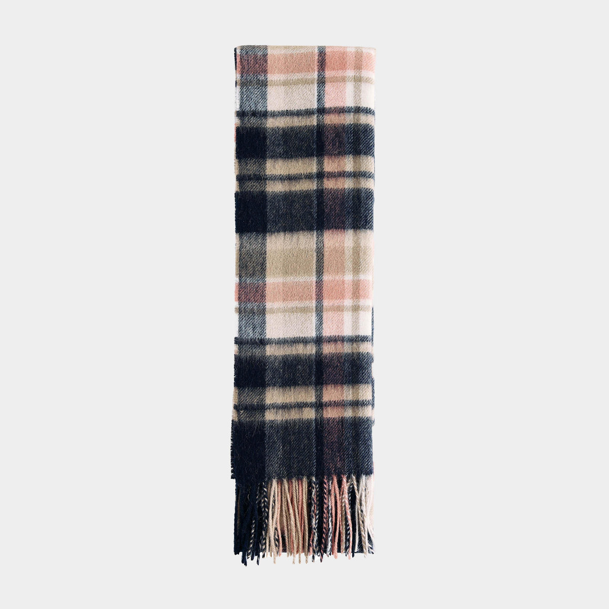 Womens Vintage Plaid Scarf Navy/Pink Rust