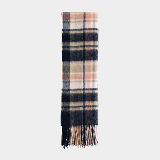 Womens Vintage Plaid Scarf Navy/Pink Rust