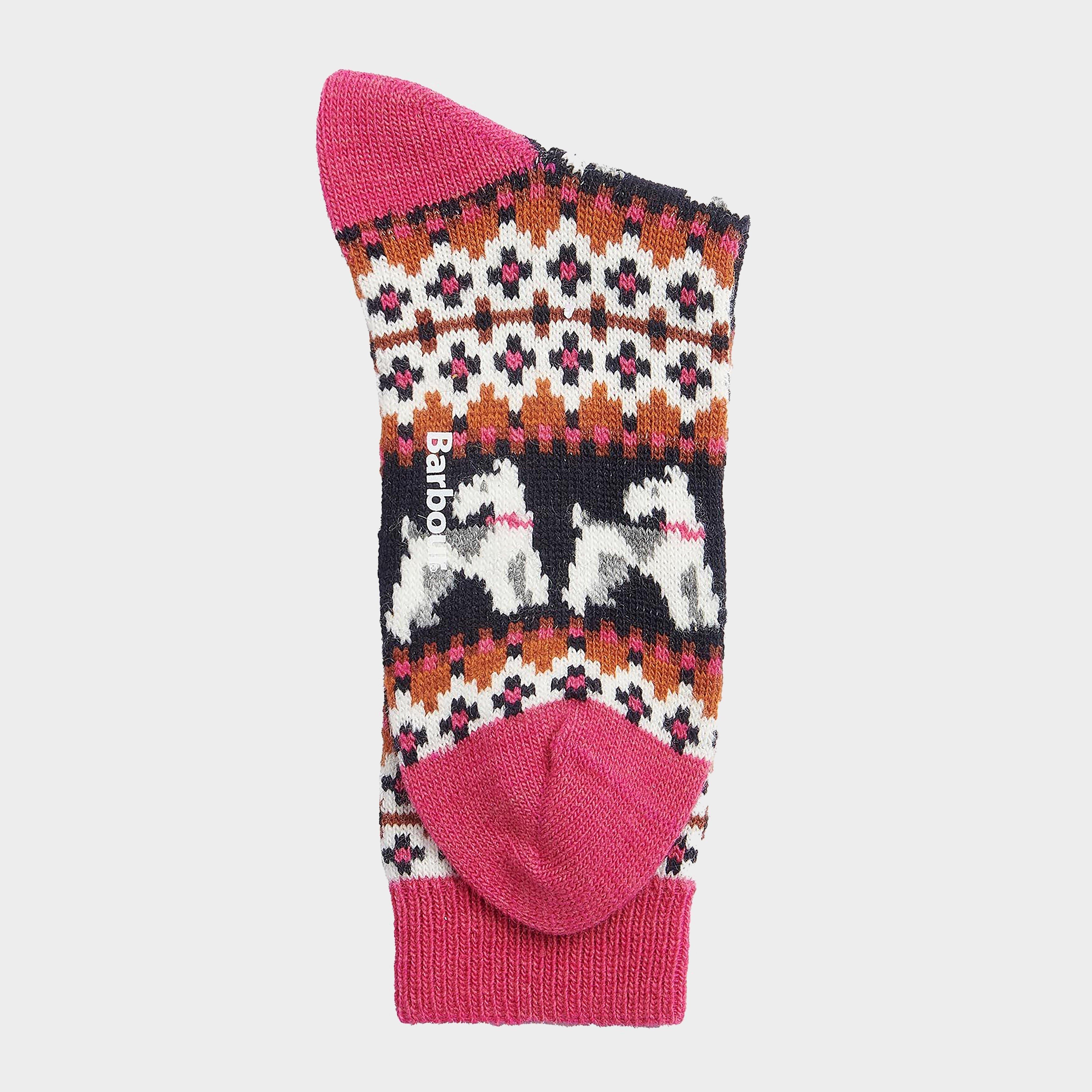 Womens Terrier Fair Isle Socks Navy/Pink Dahlia