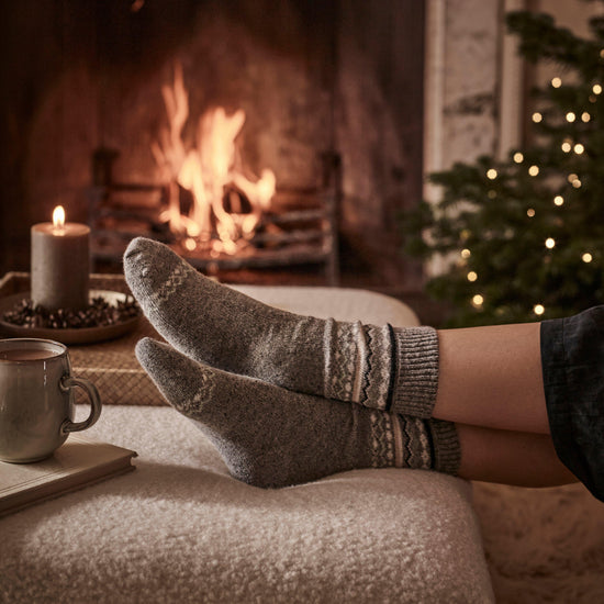 Womens Anaise Fair isle Socks Mid Grey/Loden