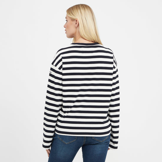 Womens Bede Oversized Top Navy Stripe