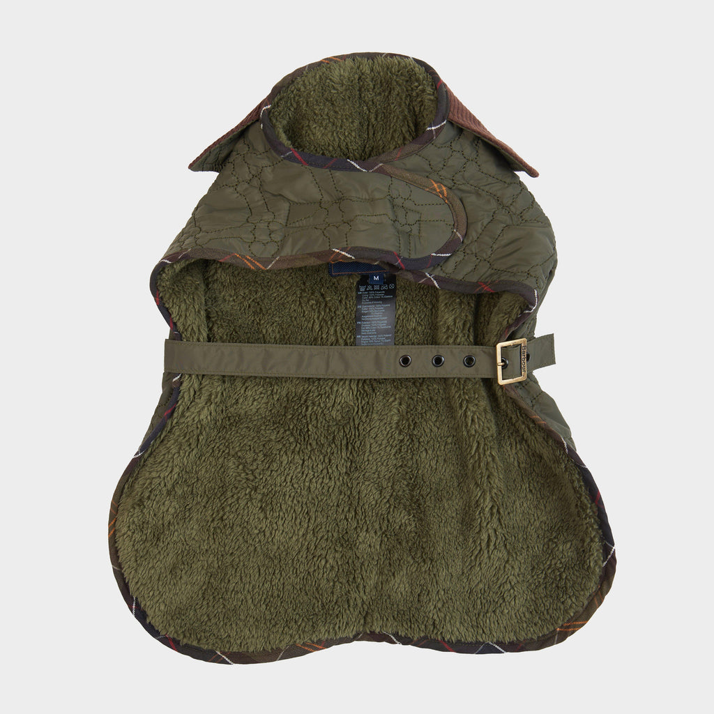 Dog Bone Quilted Dog Coat Dark Olive