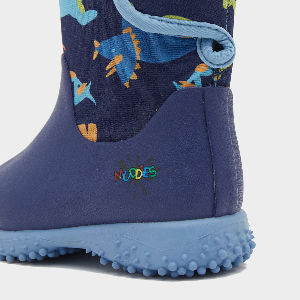Kids Muddies Puddle 5.0 Wellington Boots Dinosaur/Lime