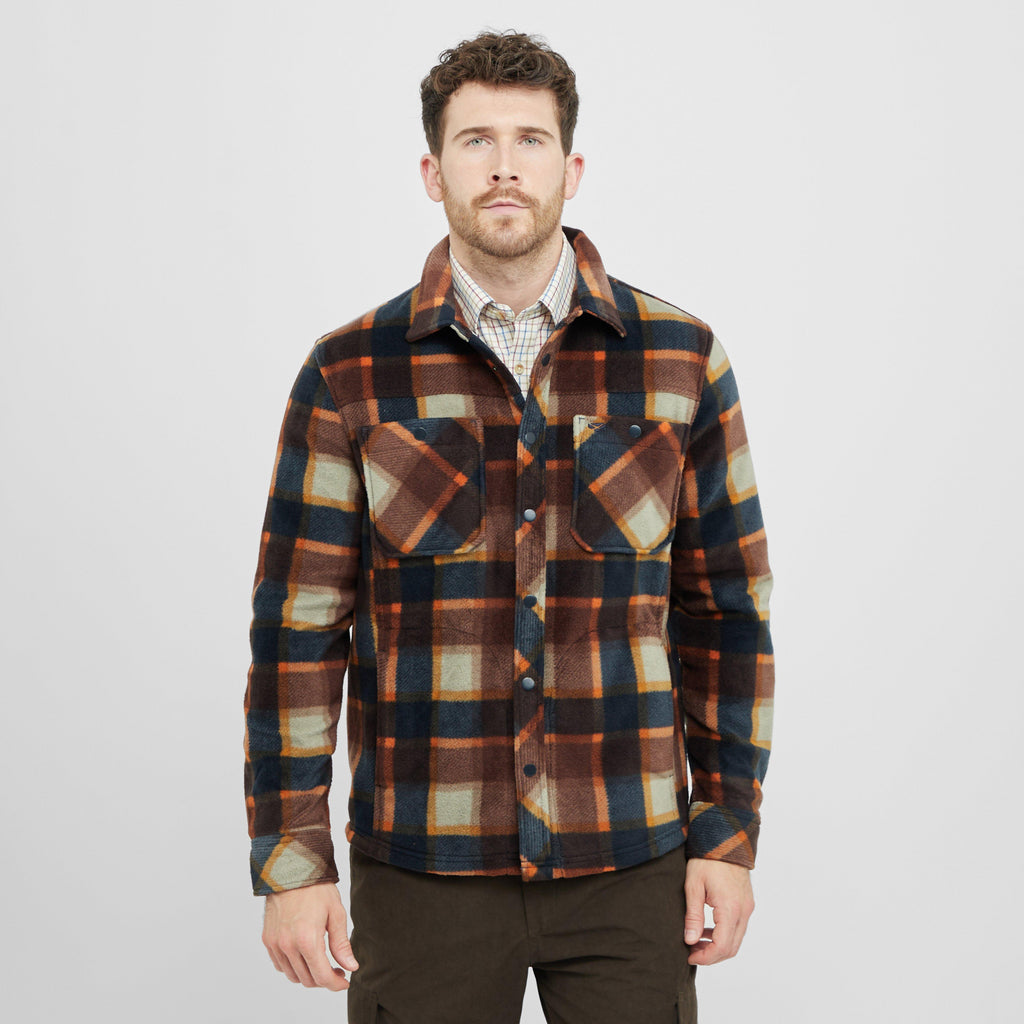 Mens Brucefield Fleece Shacket Brown/Navy