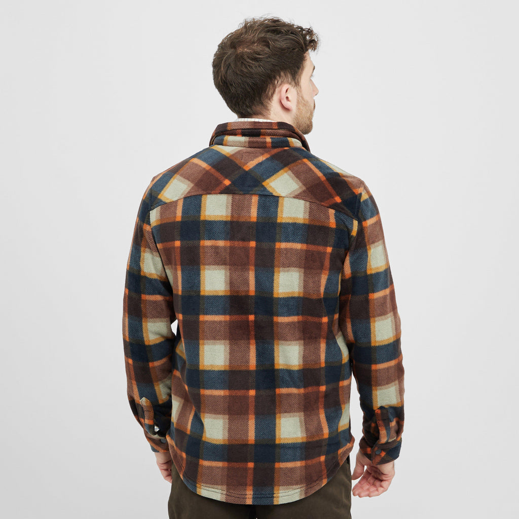 Mens Brucefield Fleece Shacket Brown/Navy