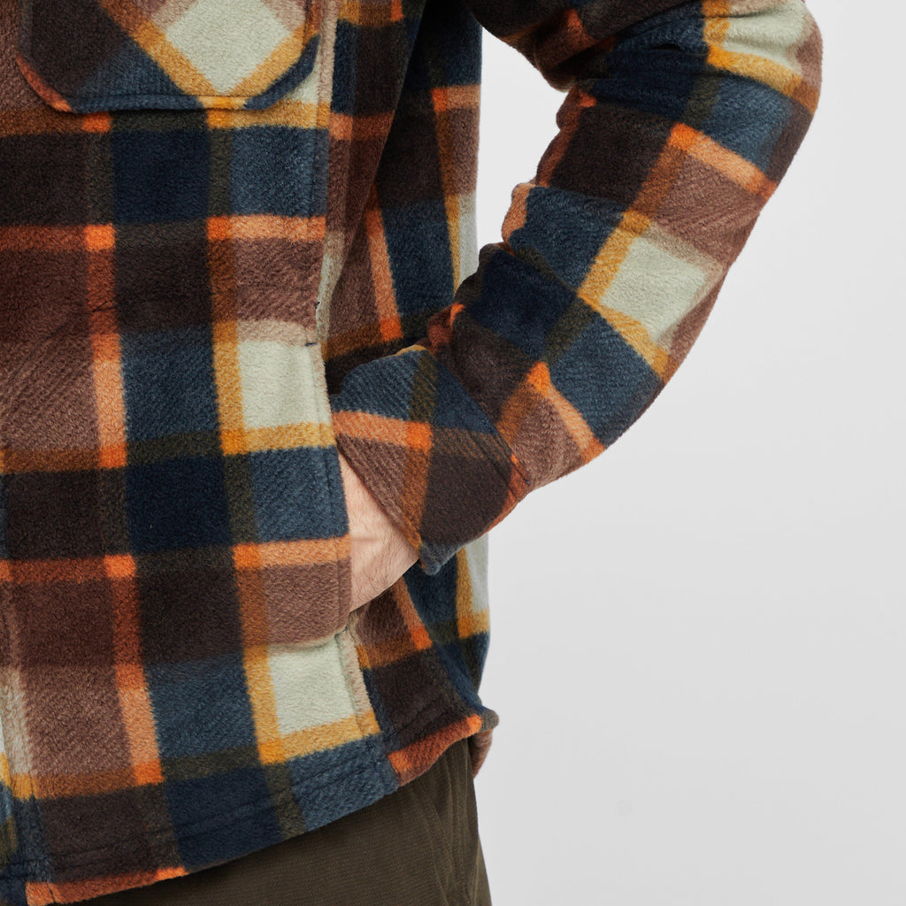 Mens Brucefield Fleece Shacket Brown/Navy