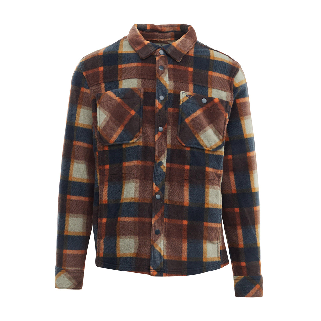 Mens Brucefield Fleece Shacket Brown/Navy