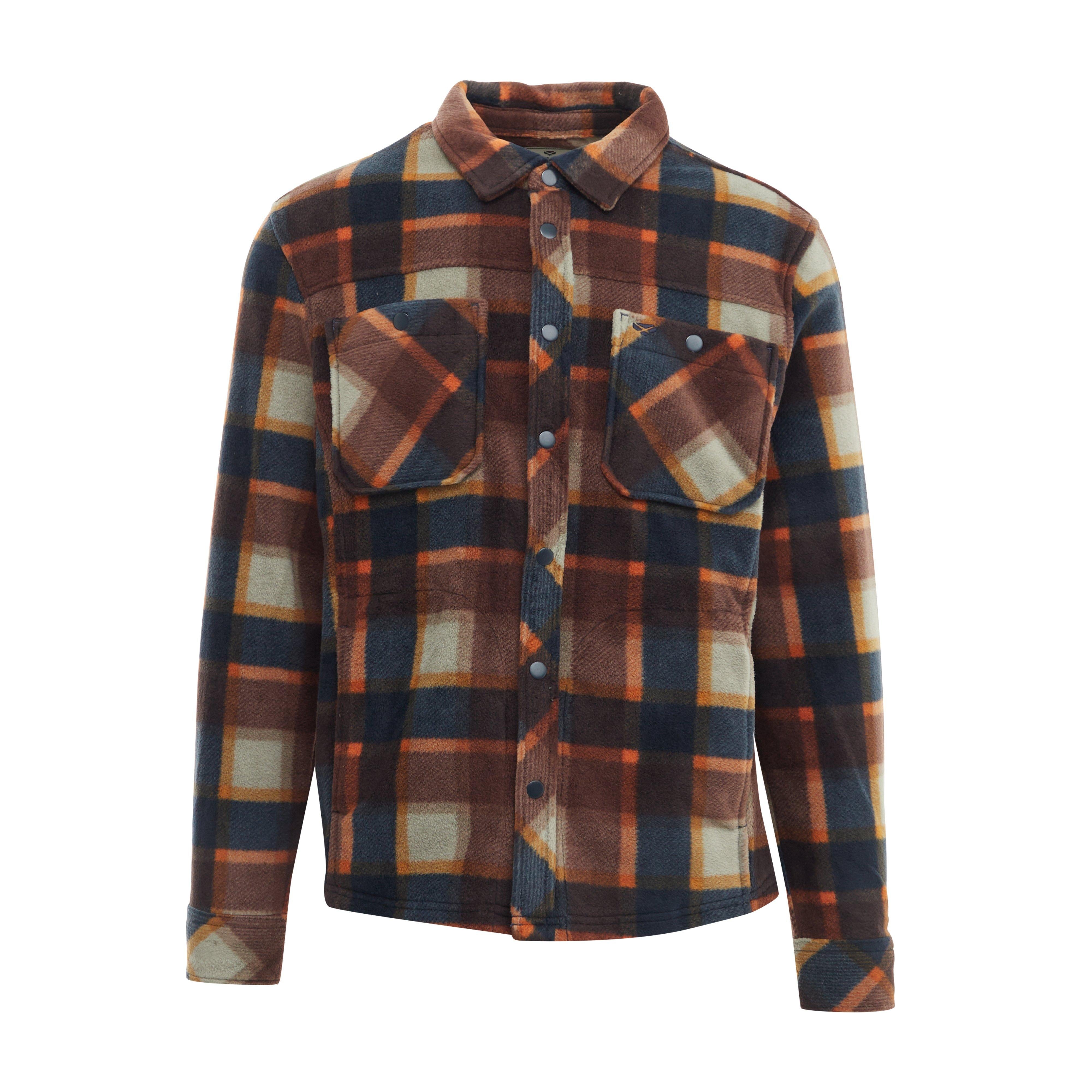 Mens Brucefield Fleece Shacket Brown/Navy